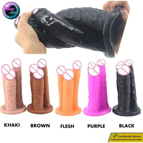 Triplet Penis PVC Dildo Anal Plug Masturbator 3-Siamese Dick Pussy Prostate Ass Massager Sex Toys for Women Gay Men Masturbation