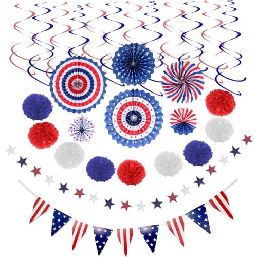 Paper Fans, Pennant,Star Streamer,Pom Poms,Hanging Swirl Party Decor