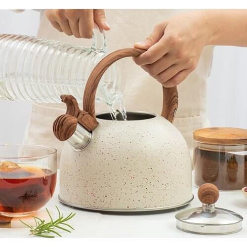2.5 Liter Stainless Steel Whistling Tea Kettle Teapot Water Kettle Bakelite Handle with Spout Cover for Gas Induction