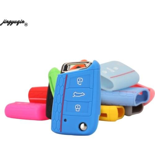 Jingyuqin 3 Buttons Car Key Case Cover For VW Polo Golf 7 Tiguan for Skoda Octavia Kodiaq for SEAT Ateca Leon Ibiza 2015-2017
