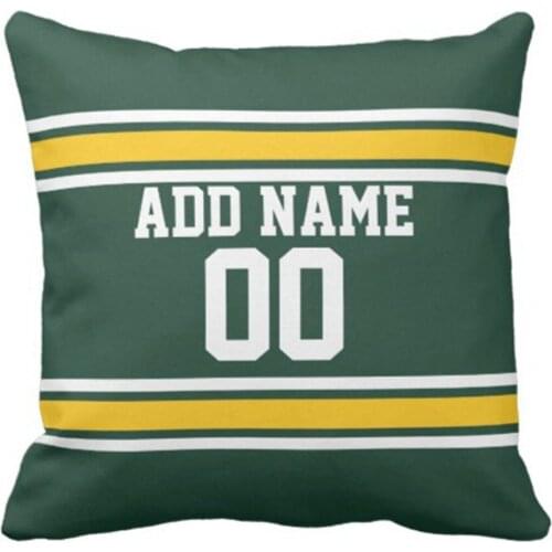 Throw Pillow Cover Fantasy Sports Team Football Jersey Custom Name Soccer Decorative Pillow Case Home Decor Square 18 x 18 Inch