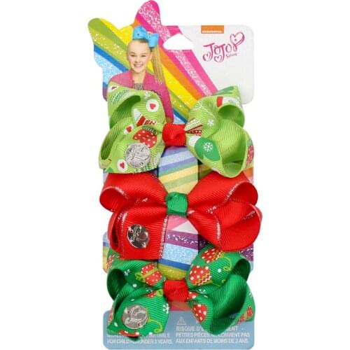 CN 3Pcs/lot 3" JoJo Siwa Clip Christmas Hair Bows For Kids Girls Handmade Bowknot Hairpins Barrette Children Hair Accessories
