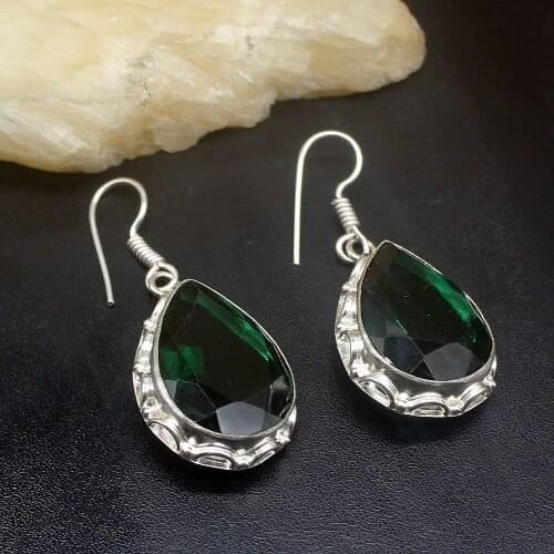 Gemstonefactory Big Promotion Single Unique 925 Silver Amazing Green Topaz Women Ladies Gifts Dangle Drop Earrings 20212453