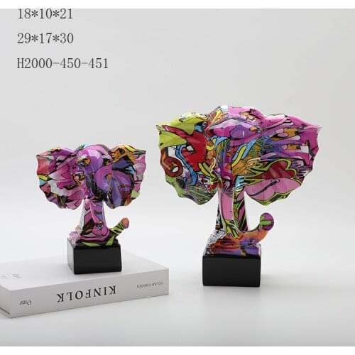 Art Street Graffiti Simple Creative Elephant Color Decor Home Entrance Wine Cabinet Office Decorations Resin Crafts