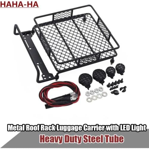 Metal Roof Rack Luggage Carrier with LED Light for 1/10 RC Crawler Axial Wraith RR10 SCX10 RC4WD TF2 D90 C2X Traxxas TRX4