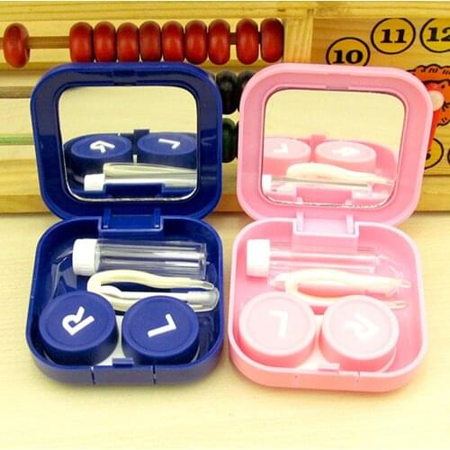 Mini Portable Square Plastic Contact Lens Case Container Waterproof Leak-Proof Travel Kit Set Storage Holder Mirror Box Eyewear