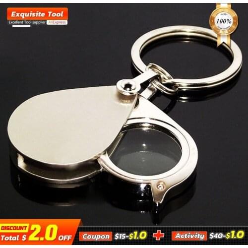 Mini Portable 10X Folding Key Ring Magnifier With Key Chain Daily Hand Magnifying Glasses Glass Tool Lupa Gift