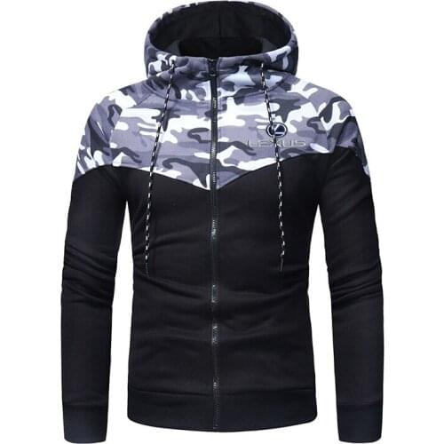 LEXUS Logo 2021 Printing Comfortable Muscle Zipper Fitness Pocket Male Wild Sweatshirts Camouflage Hoodies applique Coats