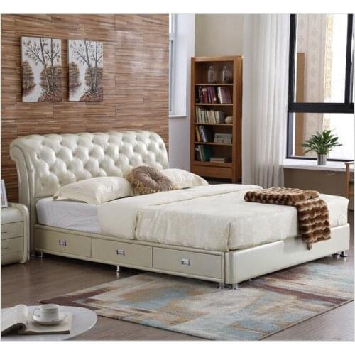 Real Genuine leather bed frame Soft Beds Home Bedroom Furniture camas lit muebles de dormitorio yatak mobilya quarto bett