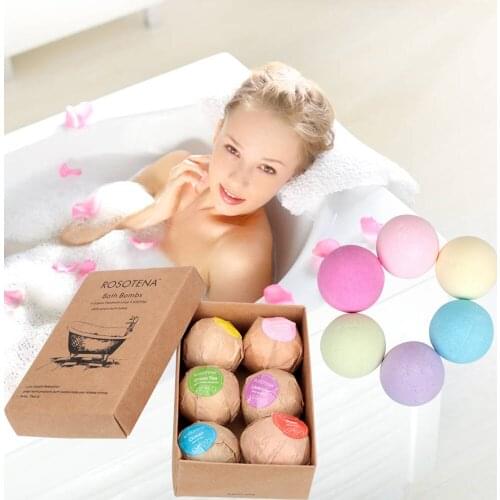 Natural Bubble Bath Salt Ball Body Oil Moisturizing Bath Ball 6 piece/Box Bath Salt Bombs Refine Pores