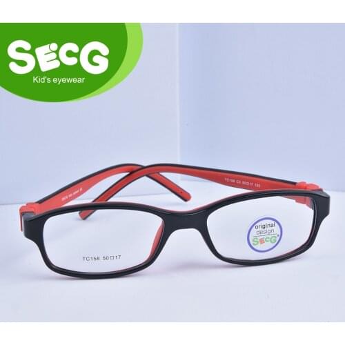 SECG Square Solid Detachable Kids Glasses Frame Flexible TR90 Silicone Children Glasses Eyeglasses Frame Prescription Lunette