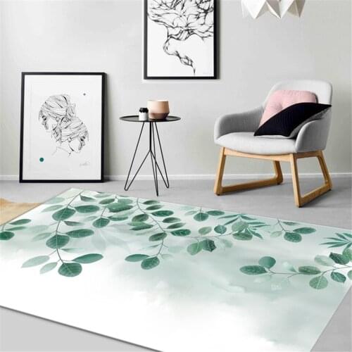 Simple Fresh Plants Green Carpet Floor Rug For Living Room Non-slip Mat For Chair Large Kitchen Carpet Coffee Table Rug Rural