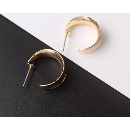 Simple Charms Vintage Metal Concave C-Shaped Drop Earrings Jewelry Irregular Circle Big Statement Pendientes Brincos Girl Gift