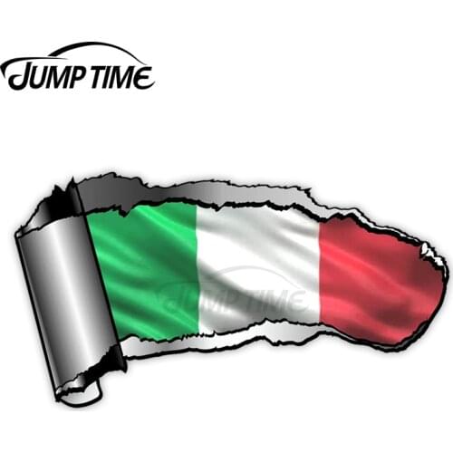 Jump Time Ripped Open Gash Torn Metal Design With Italy Italian National Flag Motif External Vinyl Car Sticker For Windows