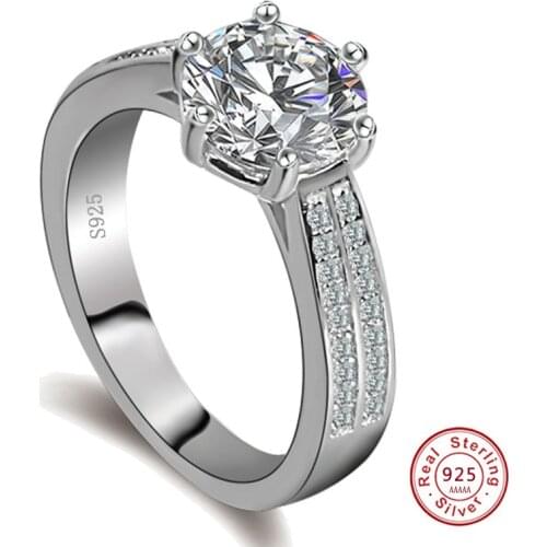 Luxury Female Wide Ring Solid Sterling Plata Jewelry Vintage Promise Rings for Women AAA Zircon Wedding Engagement Rings