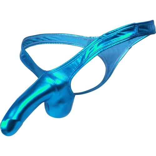 Gay Sexy Underwear PU Leather Thong Penis Pouch G-string Mens G-string T-back Gay Underwear Men Erotic Jockstrap Thongs String