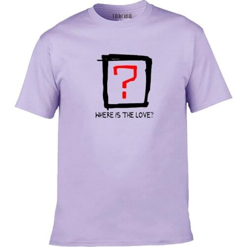TARCHIA WHERE IS THE LOVE Print Cotton Short Sleeve Round Neck Tops Tees Fashion T Shirt Men Casual Slim Fit Tees Tops Homme