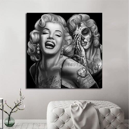 Marilynes Monroes Tattoo Poster Black And White Painting On Canvas Bedroom Wall Art Decoration Pictures Home Decor