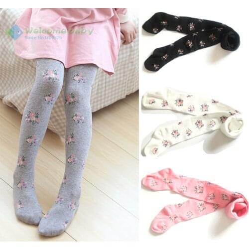 Spring/Autumn Kids Tights Cotton Baby Girl Children Pantyhose Stockings for girls middle child Panty Hose meias infantil floral