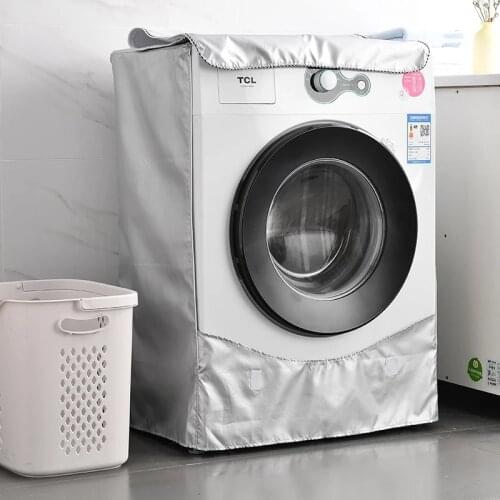 Waterproof Washing Machine Cover Sunscreen Roller Washer Cover Dryer Polyester Silver Dustproof Coating Dustproof Case Cover