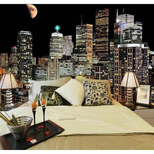 High Quality Wall Painting Custom 3D Photo Wallpaper For Living Room TV Background Mural Wallpaper For Bedroom Walls City Night