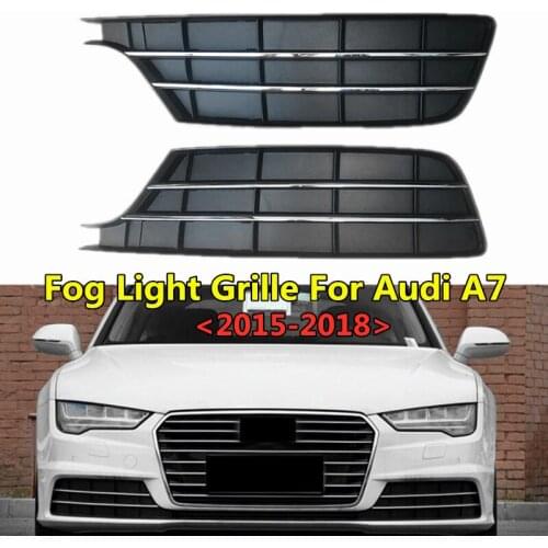WL ABS Black And Chrome High Quality Front Lower Bumper Grills For Audi A7 2015 2016 2017 2018 Fog Light Grille Foglamp Frame