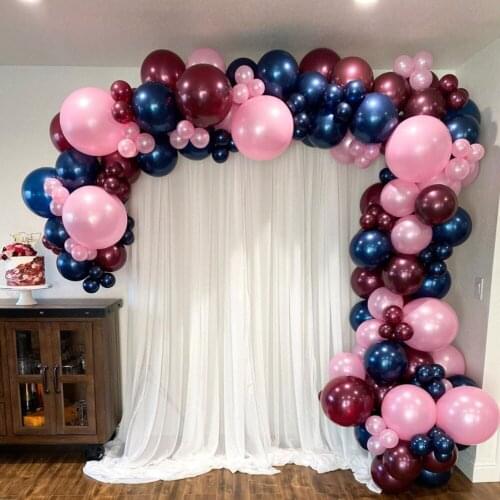 122pcs Luminous Blue Balloons Garland Arch With Pink Wine Red Latex Balloon For Birthday Party Happy New Year Wedding Decoration
