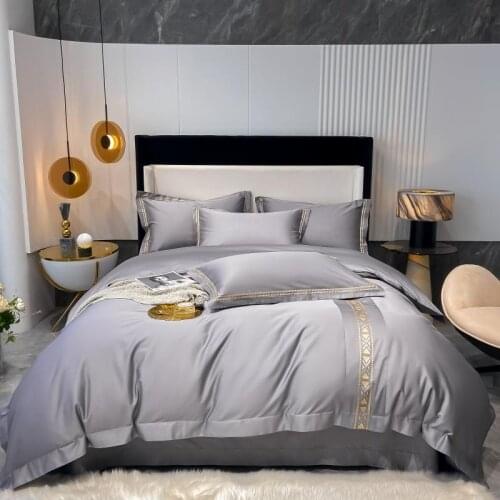 4Pcs Gray White Patchwork Duvet Cover Set Queen King 4Pcs Soft Egyptian Cotton 800TC Modern Bedding Set Bed Sheet 2Pillowcases