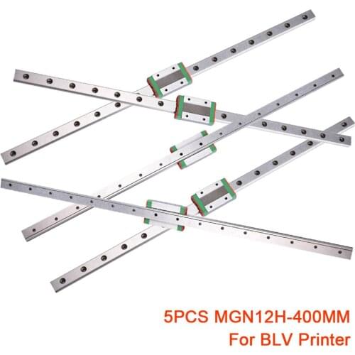 5PCS MGN12H Linear Guide Rails 400MM High Quality Stainless Steel Long Carriage Slider For BLV MGN Cube 3D Printer Parts Axis
