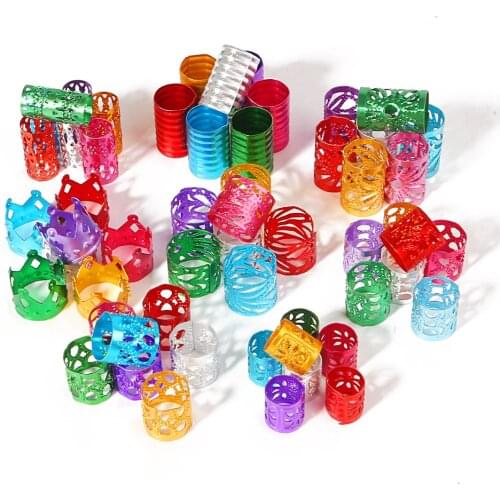 50pcs/Lot Mixed Color Hair Ring For Braids Hair Clips Available Dreads Accessories Dreadlock Beads