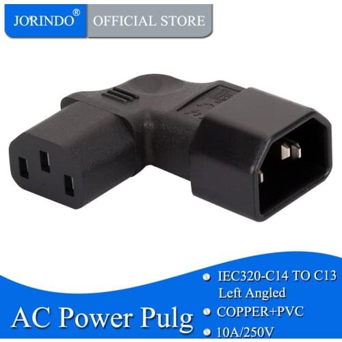 JORINDO IEC C14 TO C13, Left Right Bend Power Adapter IEC320 onnector Converter Male To Female Socket Chassis Conversion Plug