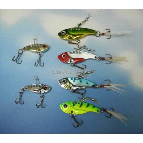 Free Shipping 6Pcs/Lot Metal Fishing Lure VIB Spinner Hard Bait Fish Hook Fishing Tackle
