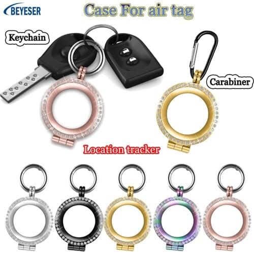 New Hot High Quality Shockproof Metal Diamond Tracker Anti-Lost Device Hanging Keychain Carabiner Suitable For Apple Air Tag