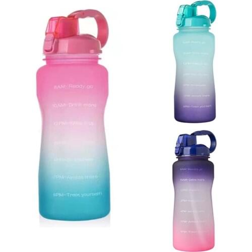 Water Bottle with Time Marker, 68 Oz Extra Large Motivational Bottle with Straw