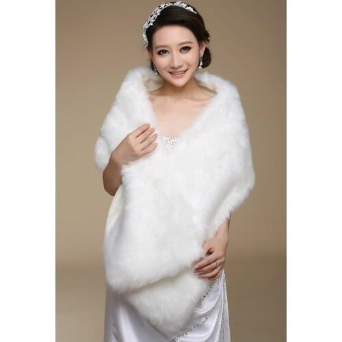 Elegant Long Hair Faux Fur-Evening Wrap Bridal Jackets Wedding Coat Free Shipping (length 170cm)