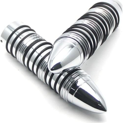Chrome Motorcycle 25mm 1" Stripe Hand Grips For Honda Suzuki Kawasaki Yamaha