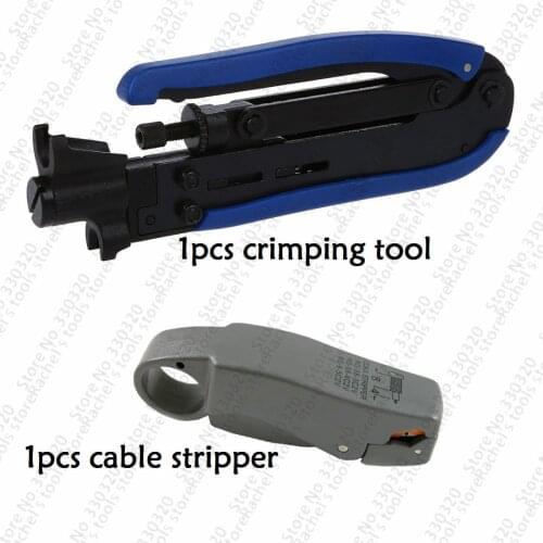 75-5-7 RG6 RG11 cable compression crimping tool for F-Connectors crimper pliers with coaxial cable stripper