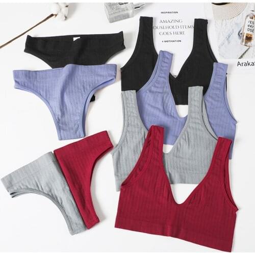 FINETOO Seamless Bralette Women Lingerie Set Sexy Cropped Top Push Up Bra Underpants Set Fitness Underwear Sets M-XL