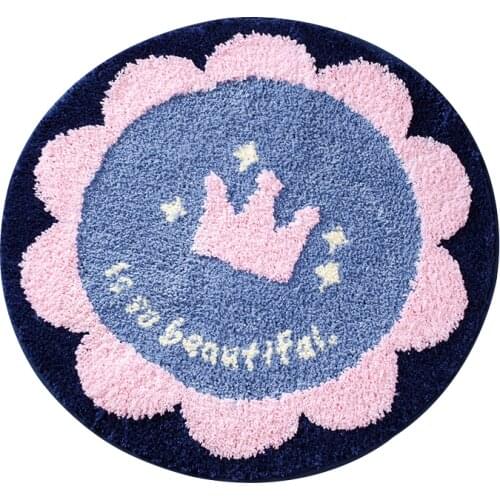 Crown round Mat Absorbent Cute Door Mat Toilet Floor Mat Non-Slip Bathroom Door Mat Carpet Bedroom Entrance