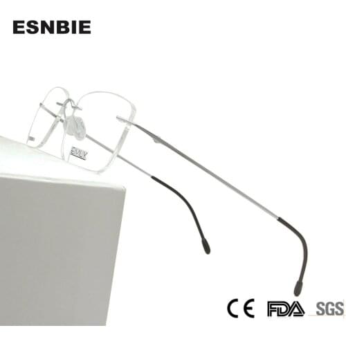 Flexible Rimless Titanium Eyeglass Frame Men Ultralight Square Prescription Glasses Women Frameless Myopia Optical Frame Eyewear