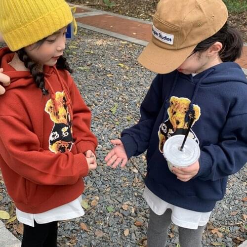 2021 new style girls boys printed hooded sweatshirt autumn fashion cotton full sleeve kids t-shirt 2-8 years