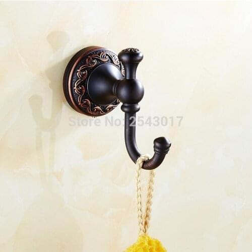 Newly Luxury Bathroom Accessories Classic Antique Style Black Bronze Single Robe Hat Coat Hanger Hook Wall Clothes Hooks ZR2107