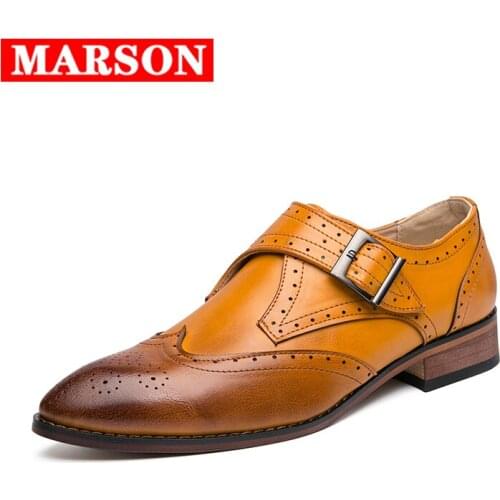 New Mens Formal Leather Shoes Monk Shoes Classic Mens Casual Dress Wedding Shoes Business Flat Shoes Party Shoes Plus Size