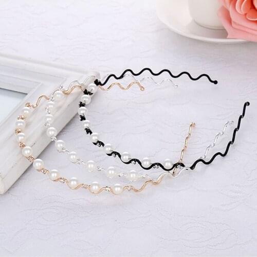 2019 Elegant Wedding Birthday New Crystal Pearl Hair Bands Headband Hair Accessories Ornaments Head Wear Hoop for Women Girls
