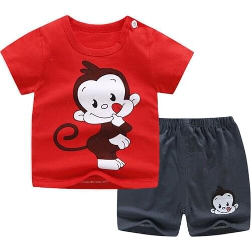 Boys Clothes Summer Children Short Sleeve Cartoon Suit 1-8 Years Old Baby Girls Cotton Set 2020 New Korean Kids Pajama Outwear
