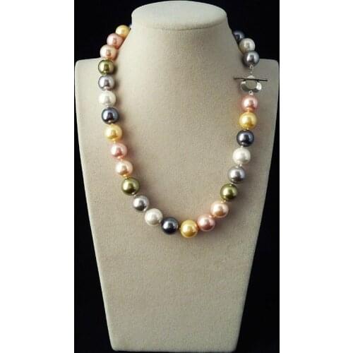 Wholesale good latest popular12mm mix color south sea shell pearl fashion necklace Genuine 18inch for Wedding women Jewe