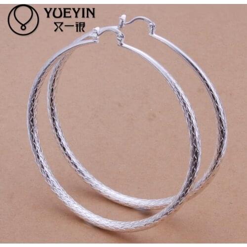 Wholesale silver plated hoop earrings for women big circle Exaggeration Sexy jewelry wedding Nickle free brincos