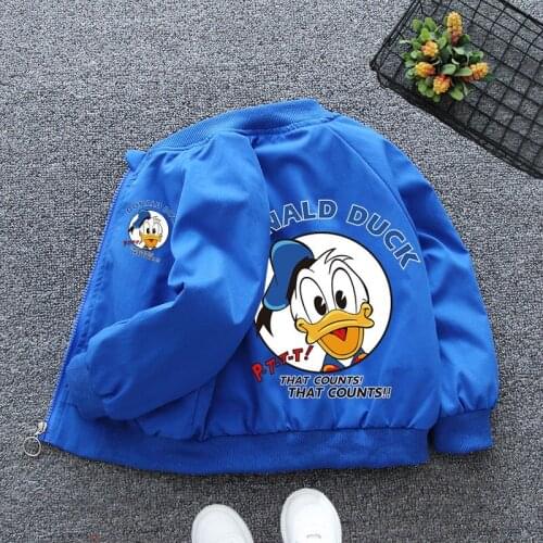 2021 Autumn Baby Girls Boys Cartoon Donald Duck Jacket Coats Childrens Hoodie Windproof Outerwear Kids Tops Jacket Clothes