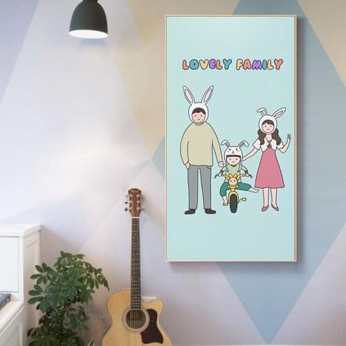 Family Canvas Painting Father and Mother Kids Daily Life Cartoon Prints Posters Love Pictures for Baby Nursery Children Bedroom