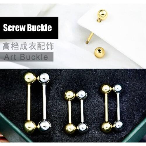 Detachable coat buttons custom Korean cufflinks womens suit screw on bar metal ball spiral brooch simple accessories